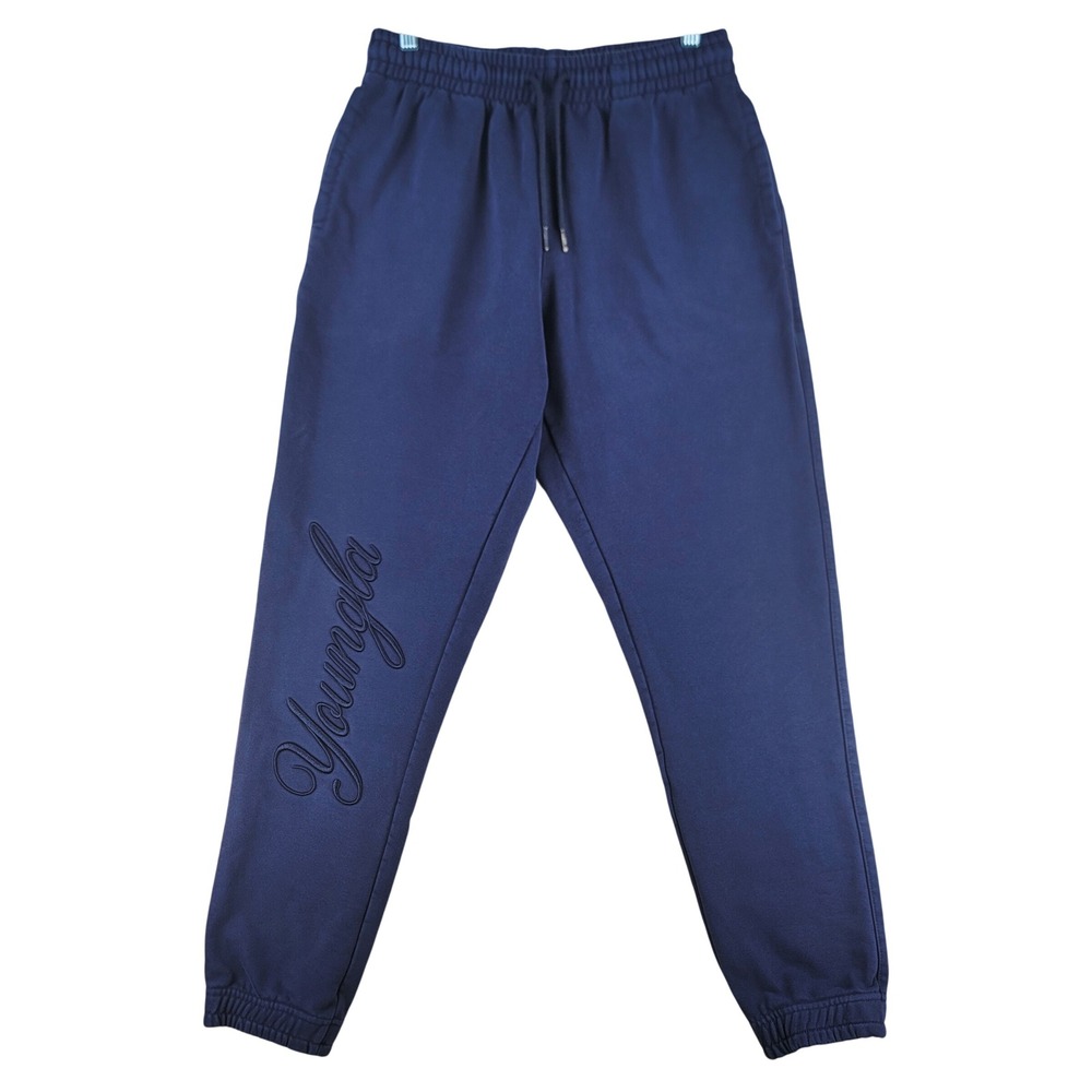 Youngla Sweatpants Mens 32x30 Blue Embroidered Logo Joggers